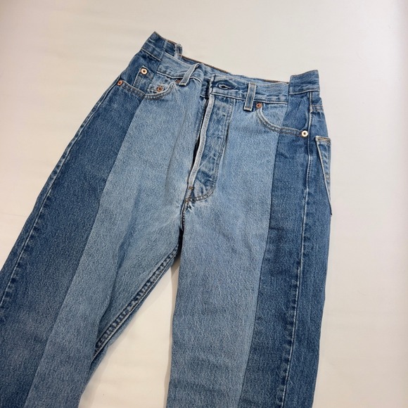 EB Denim Denim - EB Denim Reconstructed Two Tone Levi's High Waisted Straight Leg Jeans 27